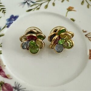 Elegant Gold and Multicolor Gemstone Earrings